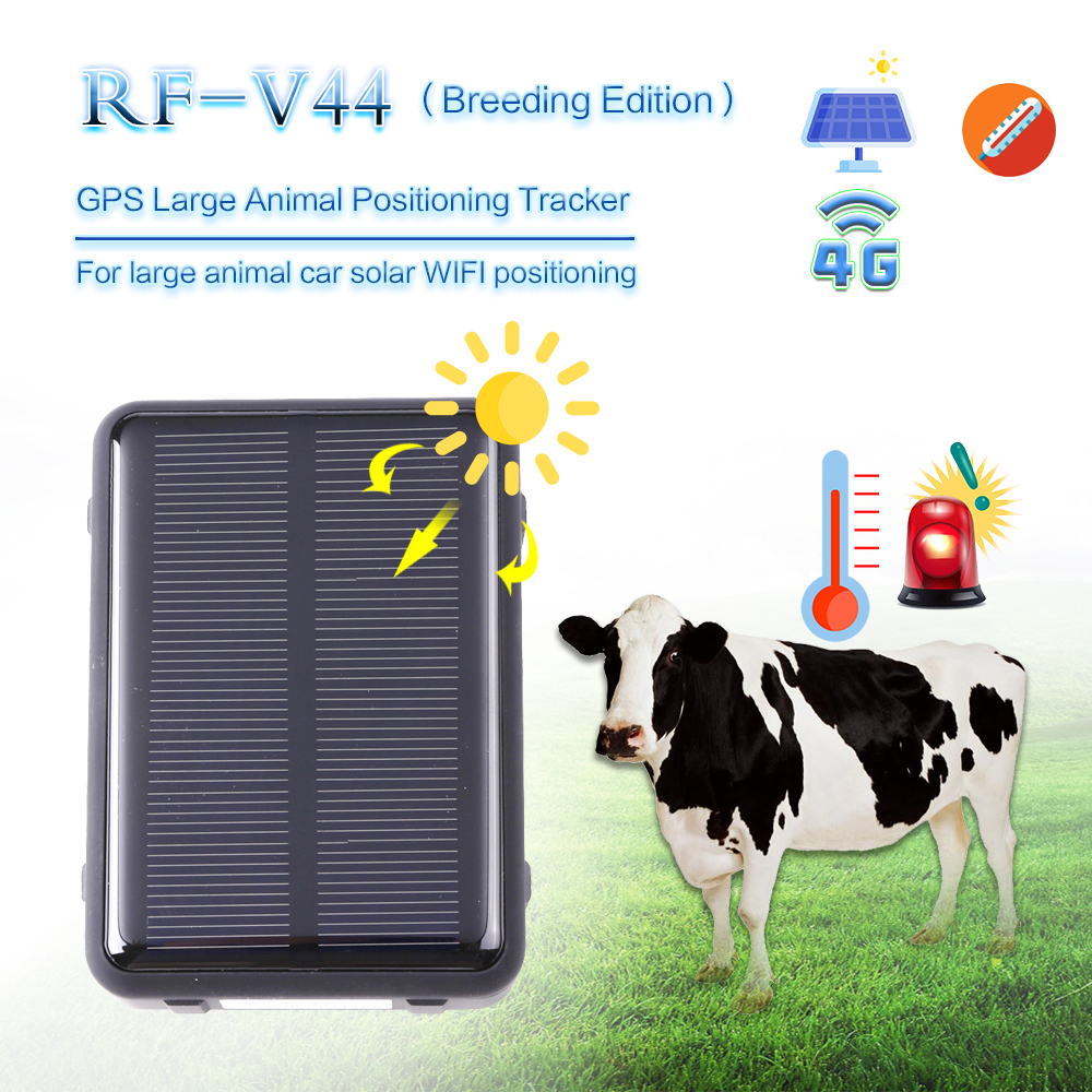 The High Quality Cheap  4G long Battery RF-V44 CowGPS Tracking Device For Temperature Accuracy And Solar Power Waterproof Real-time GPS Tracking System Made In China Factory