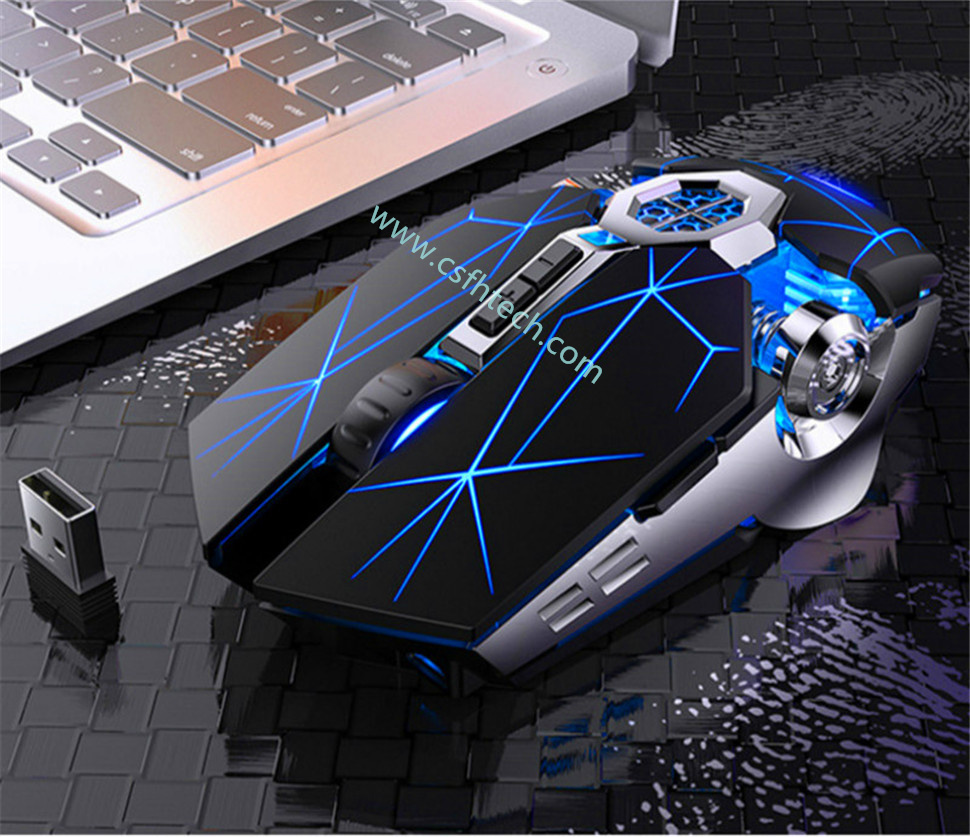 Csfhtech Gaming Mouse Rechargeable Wireless Silent Mouse LED Backlit 2.4G USB 1600DPI Optical Ergonomic Mouse Gamer Desktop For PC Laptop