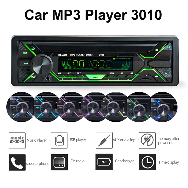 Csfhtech Car Radio Stereo Player 3010 Autoradio Aux Input Receiver 1din Bluetooth Stereo Radio MP3 Multimedia Player Support FMWMAUSB