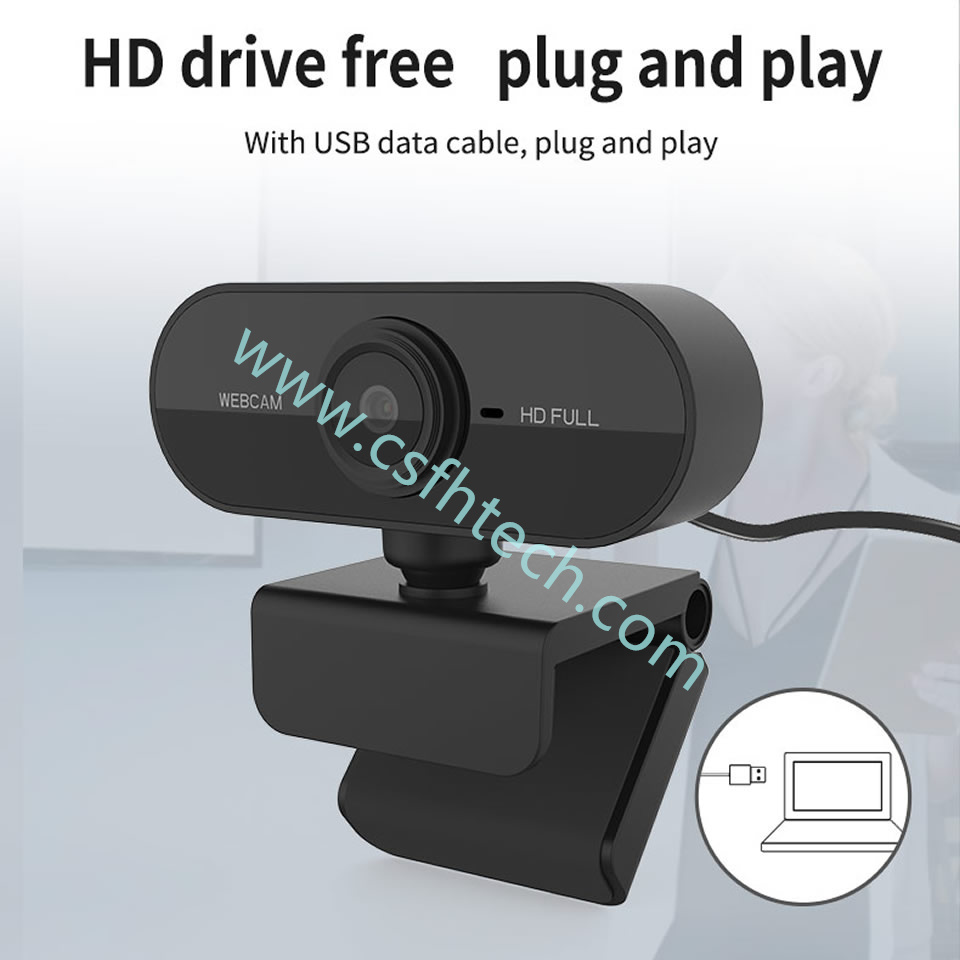 Csfhtech HD 1080P Webcam Mini Computer PC WebCamera with Microphone Rotatable Cameras for Live Broadcast Video Calling Conference Work
