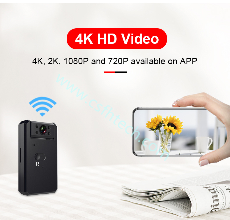  Csfhtech 4K Mini Camera WiFi Smart Wireless Camcorder IP Hotspot HD Night Vision Video Micro Small Cam Motion Detection