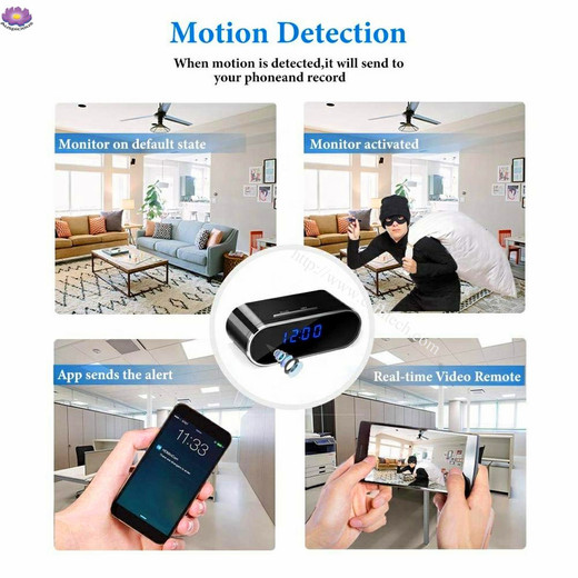 Hidden Camera Spy Clock for Remote Monitoring WIFI spycam phone App baby monitoring/Motion detection/night visionFree 32GB SD  Rectangle Table Clock Made In China Factory