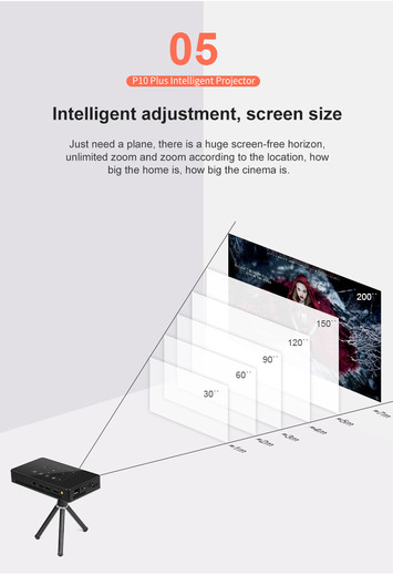 2020 The  Best New High Quality   854 x 480 Android 7.1.2  10Plus Mini Pocket Projector 4K DLP Smart Handheld LED WIFI Home Theater Projector, Support USB / TF / HDMI  Made In China Factory