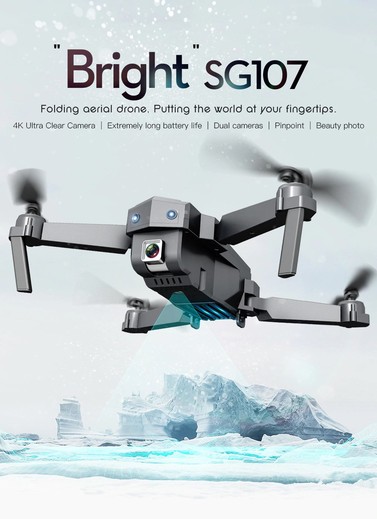 SG107 Drone with 4K WIFI FPV Camera RC Quadcopter Optical Flow Altitude Hold 3D Flips pocket Helicopter Toys for kids VS E58 E68