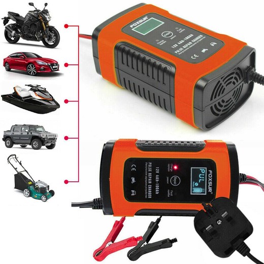 csfhtech    Car and motorcycle UPS battery charger 12V volt full intelligent general repair type liquid crystal battery charger   
