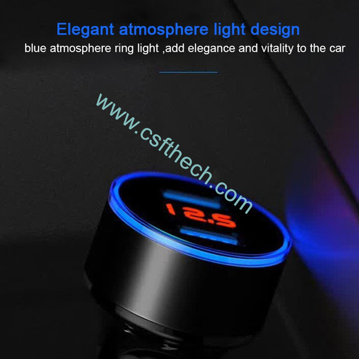 csfhtech Globleseller Car Charger Power Adapter LED Light Dual USB Charger Socket 5V 3.1A ABS Aluminum For iPhone Samsung Huawei iPad Tablet MP3 Camer