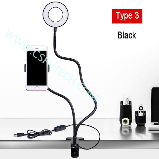 Csfhtech Globleseller Dimmable LED Selfie Ring Light Camera Phone USB ring lamp Photography Fill Light with Phone Holder Stand For Makeup Live Stream
