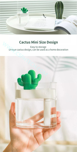 csfhtech Clear Cactus Ultrasonic Air Humidifier 160ML Color Light USB Air Purifier Anion Mist Maker Water Atomizer
