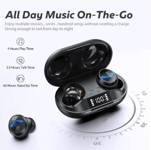 Csfhtech TWS Bluetooth Wireless Headphone 9D Stereo Sports Bluetooth 9D Stereo SportsWaterproof Earbuds Headsets with Dual Microphone