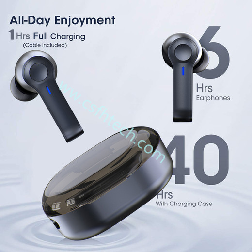Csfhtech R22 Wireless Earbuds TWS 5.1 Bluetooth Earphone Wireless Headset Led Display IPX8 Waterproof 40 Hours HiFi Premium Sound Noise