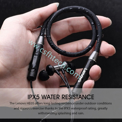Csfhtech Lenovo Earphone Bluetooth5.0 Wireless Headset Magnetic Neckband Earphones IPX5 Waterproof Sport Earbud with Noise Cancelling Mic