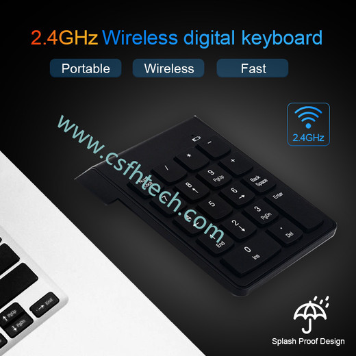 Csfhtech Portable Small-Size 2.4GHz Wireless Numeric Keypad Numpad 18 Keys Digital Keyboard For Accounting Teller Laptop Notebook Tablets