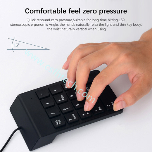 Csfhtech Small-Size 2.4GHz Wire Numeric Keypad Numpad 18 Keys Digital Keyboard For Accounting Teller Laptop Notebook Tablet Number Keycap