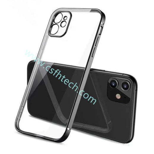 Csfhtech Electroplate TPU Soft Case For iPhone 12 Mini 12 Pro Max For iPhone 12 Pro 6.1'' Case Soft Silicone Transparent Plating Edge
