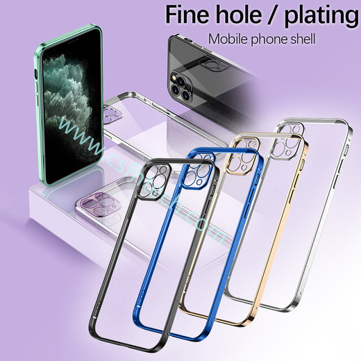 Csfhtech Electroplate TPU Soft Case For iPhone 12 Mini 12 Pro Max For iPhone 12 Pro 6.1'' Case Soft Silicone Transparent Plating Edge