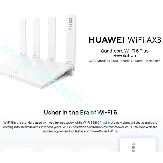 Csfhtech Original Huawei WiFi AX3 Pro Quad-core Dual-core Router WiFi 6+ 3000Mbps 2.4GHz 5GHz Dual-Band Gigabit Rate WIFI Wireless Router