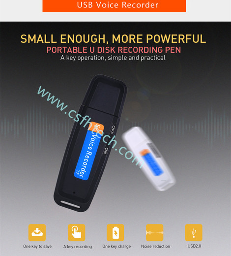 Csfhtech Mini Dictaphone USB Voice Recorder Pen U-Disk Professional Flash Drive Digital Audio Recorder Micro SD TF Card Up to 32G