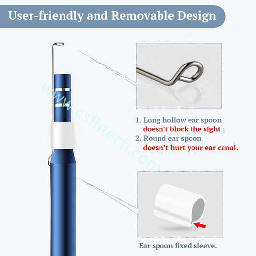 Csfhtech In Ear Cleaning Endoscope USB Visual Ear Spoon 5.5mm 0.3MP Mini Camera Android PC Ear pick Otoscope Borescope Tool Health Care