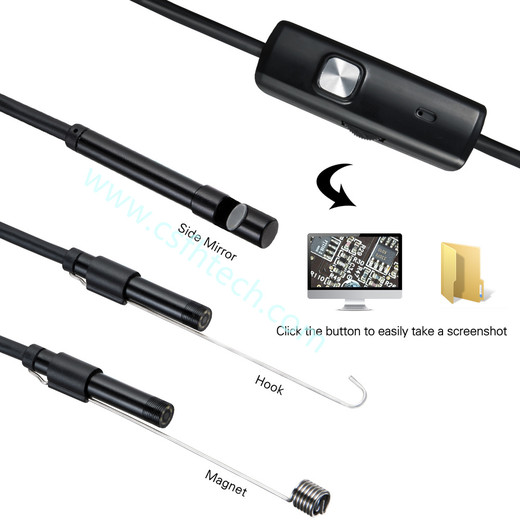 Csfhtech TYPE C USB Mini Endoscope Camera 7mm 2m 1m 1.5m Flexible Hard Cable Snake Borescope Inspection Camera for Android Smartphone PC