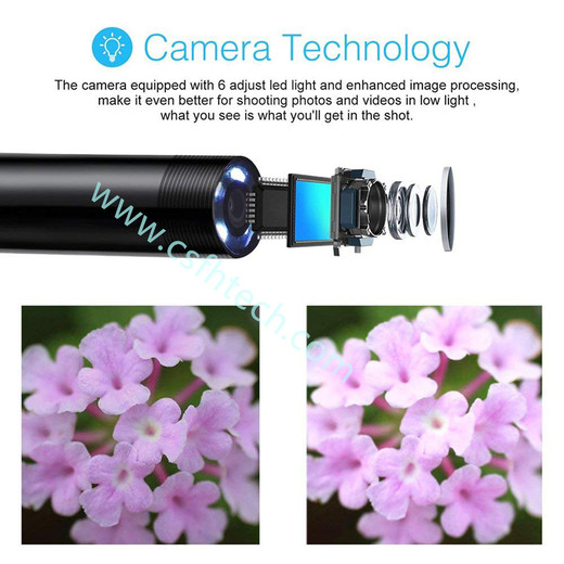 Csfhtech 2m 1.5m 1m Mini 5.5mm Lens Snake Endoscope Camera Hard Semi-rigid Borescope Car Inspection Camera for Smartphone Android PC