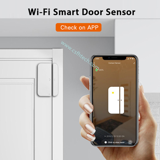 csfhtech Tuya Smart WiFi Door Window Sensor Magnetic Detector Door Open / Closed Detectors APP Control Work With Amazon Alexa
