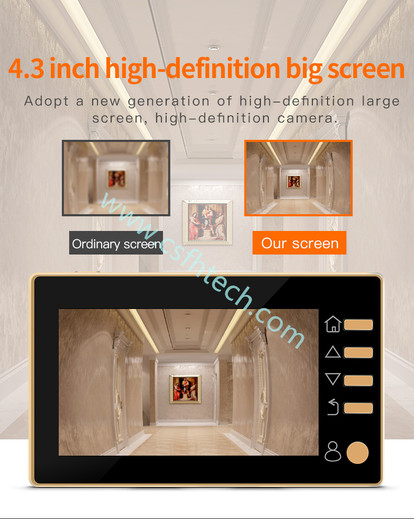 Csfhtech Video Eye Video Doorbell 4.3 Inch Door Peephole Camera LCD Digital Electronic Door Viewer Night Vision Support Motion Detection
