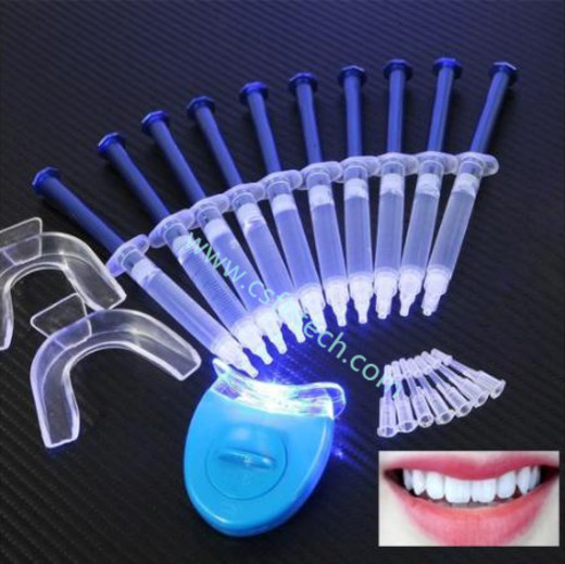 Csfhtech 10 Gel 1 LED White Tooth Bleach Hot Teeth Whitening Carbamide Peroxide Dental Bleaching System Oral Gel Kit 3D Oral Hygiene