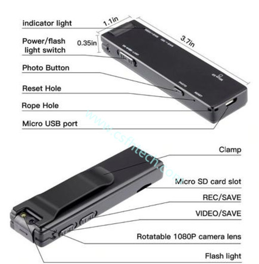 Csfhteh A3 Mini Digital Camera HD Flashlight Micro Cam Magnetic Body Camera Motion Detection Snapshot Loop Recording Camcorder