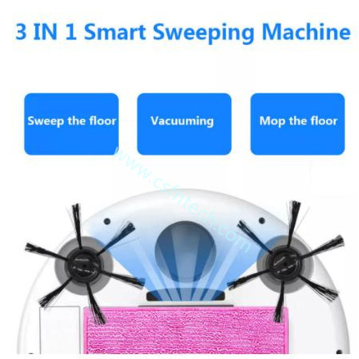 Csfhtech Smart Floor Vacuum Cleaner 3-In-1 Auto Rechargeable Smart Sweeping Robot 1800Pa Multifunctional Cleaner Dry Wet Sweeping