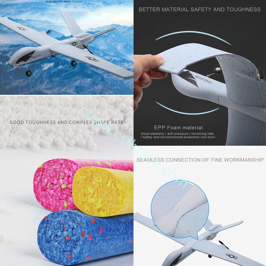 Csfhtech  RC Airplane Plane Z51 with 2MP HD Camera or No Camera 20 Minutes Fligt Time Gliders With LED Hand Throwing Wingspan Foam Plane
