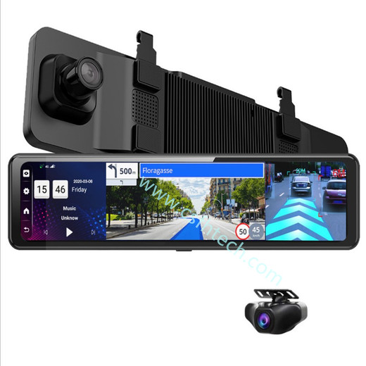 Csfhtech  12 Inch Car Mirror Android 8.1 Dvr Dash Camera 1080P Dual Camera Wifi GPS Navigation ADAS Remote Car Video Surveillance