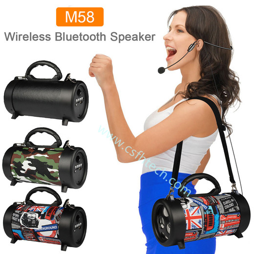 Csfhtech M58 Wireless Bluetooth Speaker 1200mAh Outdoor Portable Subwoofer Music Stereo Column Powerful Sports Radio FM Wireless Speakers
