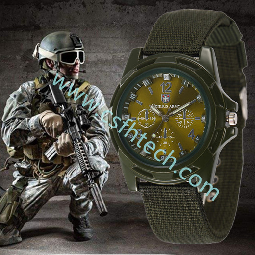 csfhtech 2021  Men's Nylon Band Sports Watch Gemius Army Clock Quartz Men Military Watch Casual Wristwatches relogio masculino 