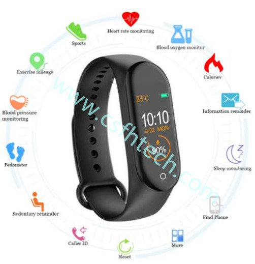 Csfhtech M5 Smarth watch Sport Fitness Tracker Pedometer Heart Rate Blood Pressure Monitor Bluetooth M5 Band Smart Bracelet Men Women