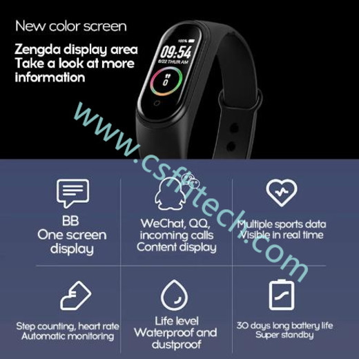 Csfhtech M5 Smarth watch Sport Fitness Tracker Pedometer Heart Rate Blood Pressure Monitor Bluetooth M5 Band Smart Bracelet Men Women