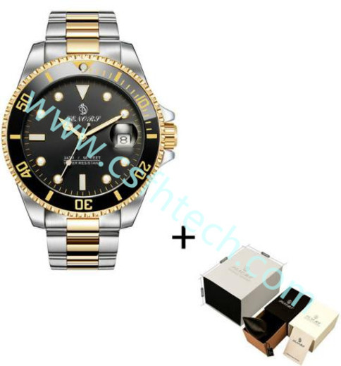 Csfhtech Brand Luxury Men Watches Automatic Black Watch Men Stainless Steel Waterproof Business Sport Mechanical Wristwatch Sub Mariner