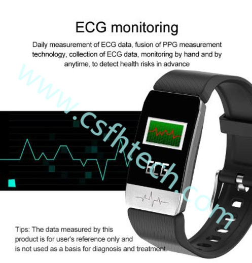 Csfhtech T1 Smart Watch Band Temperature Measure ECG Heart Rate Blood Pressure Monitor Weather Forecast Drinking Remind men women