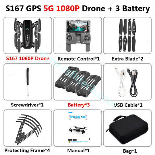 Csfhtech  S167 5G Drone GPS RC Quadcopter With 4K Camera WIFI FPV Foldable Off-Point Flying Gesture Photos Video Helicopter Toy