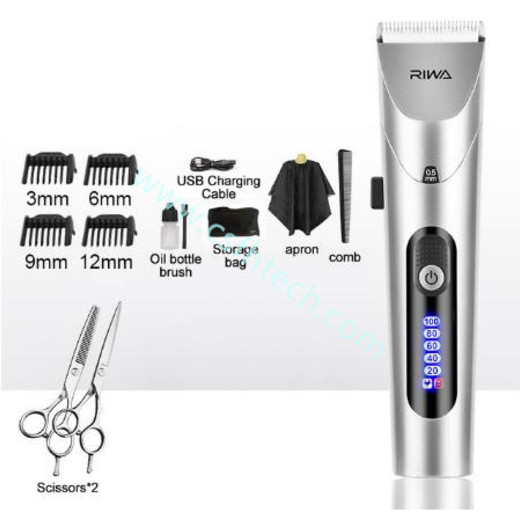 Csfhtech  2020 Riwa Professional Rechargeable Hair Clipper  Personal Electric Trimmer LED Screen Washable Rechargeable Strong Power Steel Cutter Head