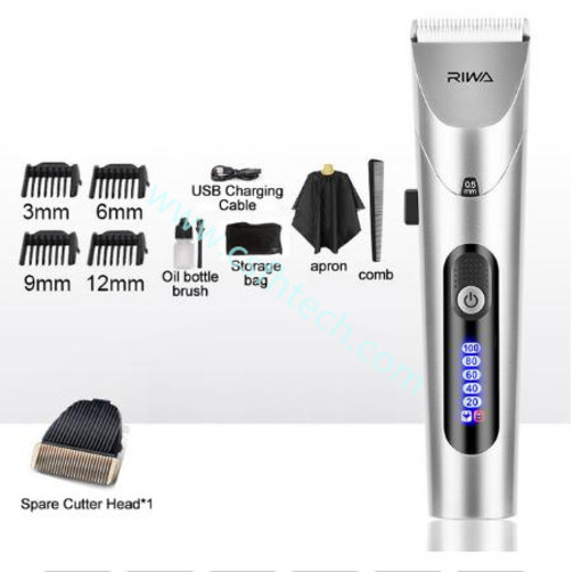 Csfhtech  2020 Riwa Professional Rechargeable Hair Clipper  Personal Electric Trimmer LED Screen Washable Rechargeable Strong Power Steel Cutter Head