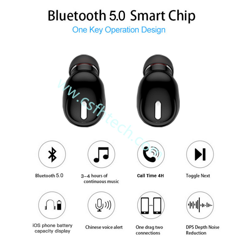 Csfhtech Mini X9 Wireless Earbuds Noise Reduction In-ear Design Bluetooth 5.0 Earphone Comfortable to Wear 3D Sound (12).jpg