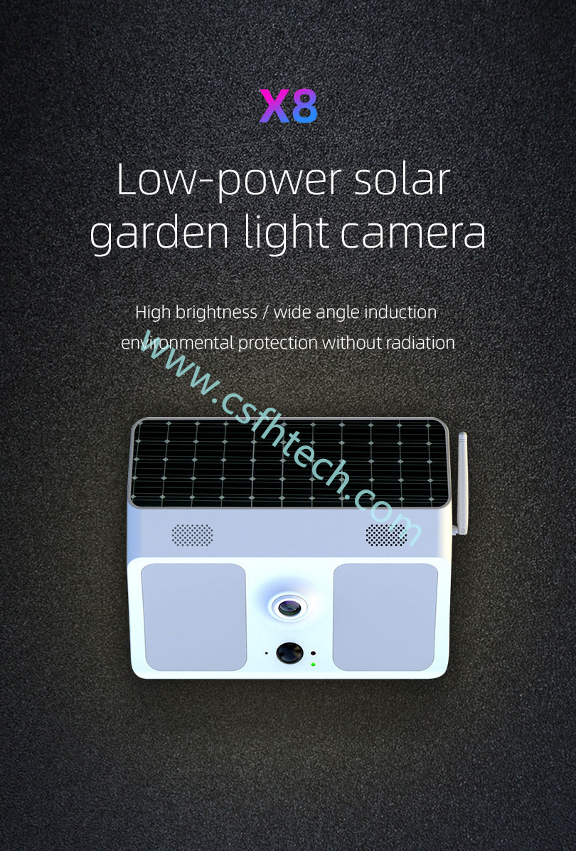 Csfhtech Wireless Outdoor X8 WiFi Solar Camera Surveillance IP Camera 1080P Wide-Angle Battery Wall Light Ip66 Waterproof Camera For Garden (1).jpg