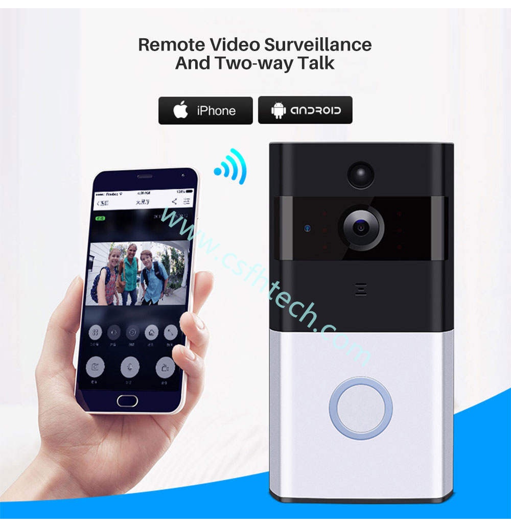 Csfhtech  Ring Doorbell With Camera WiFi Video Wireless Intercom Bell Chime Ring Doorbell Camera Two-Way Audio APP Control Battery Powered (4).jpg