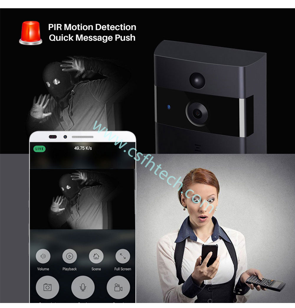 Csfhtech  Ring Doorbell With Camera WiFi Video Wireless Intercom Bell Chime Ring Doorbell Camera Two-Way Audio APP Control Battery Powered (6).jpg