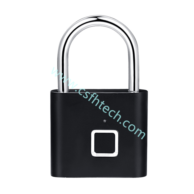 1 Black silver Keyless USB Rechargeable Door Lock Fingerprint Smart Padlock Quick Unlock.jpg