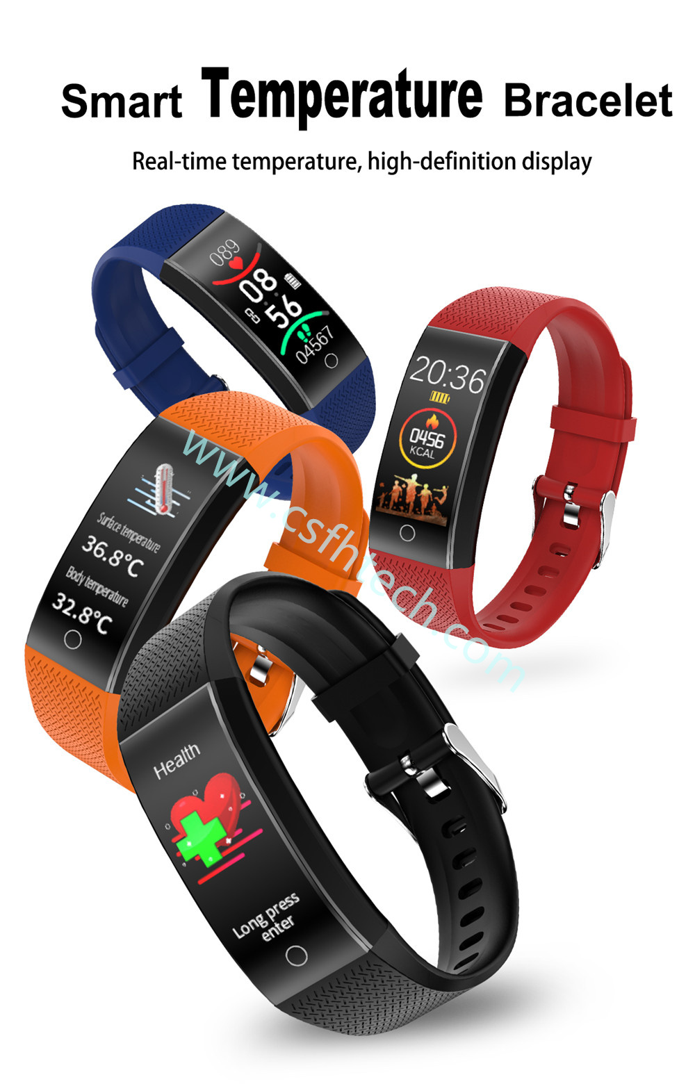1 Smart Band Body Temperature Watch Fitness Tracker Bracelet IP68 Waterproof For Sport Pedometer Fitness Bracelet.jpg