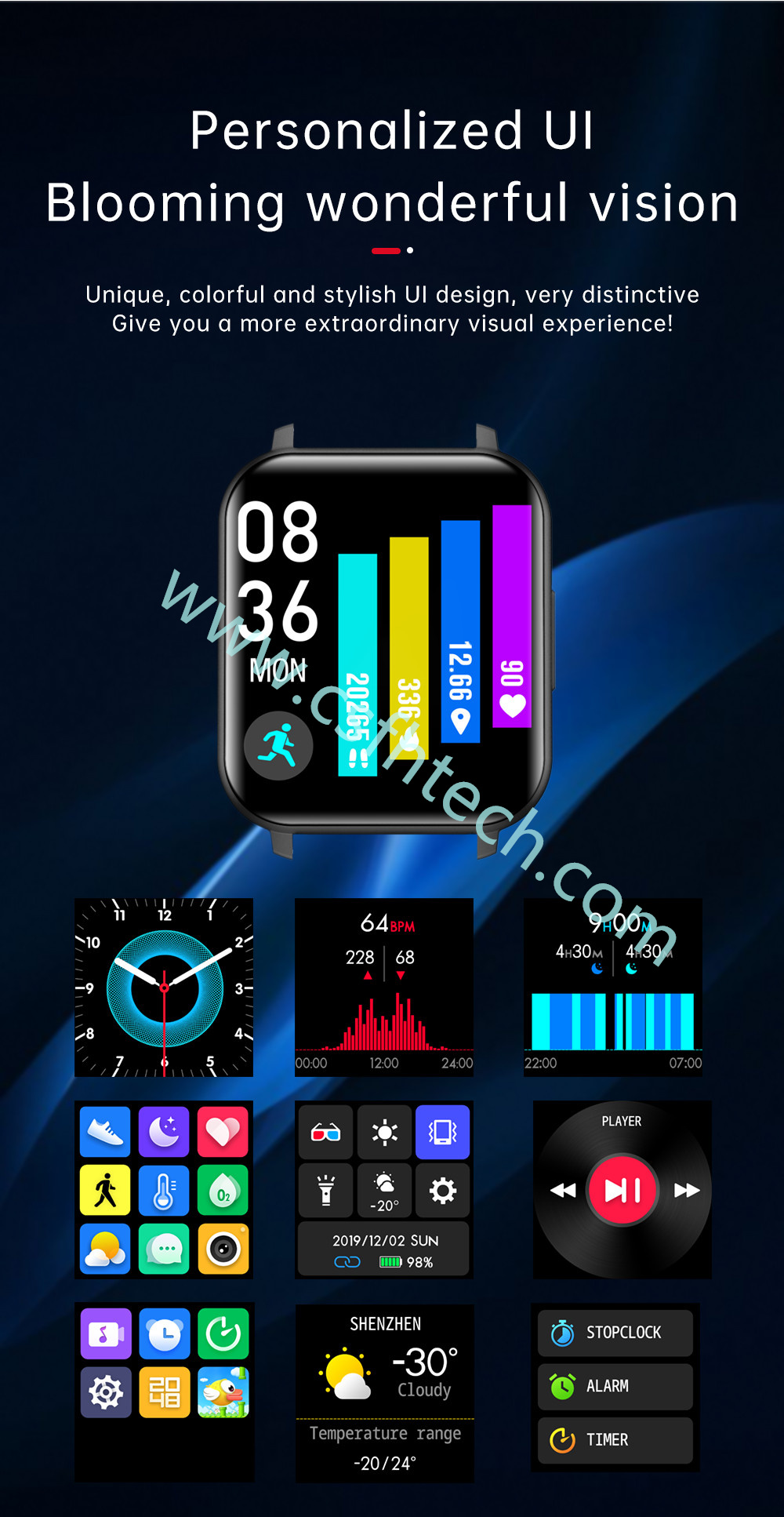Csfhtech  1 Full Touch Game Smart Watch Men Ip67 Waterproof Sport Fitness Tracker Watch Smartwatch Women Blood (2).jpg