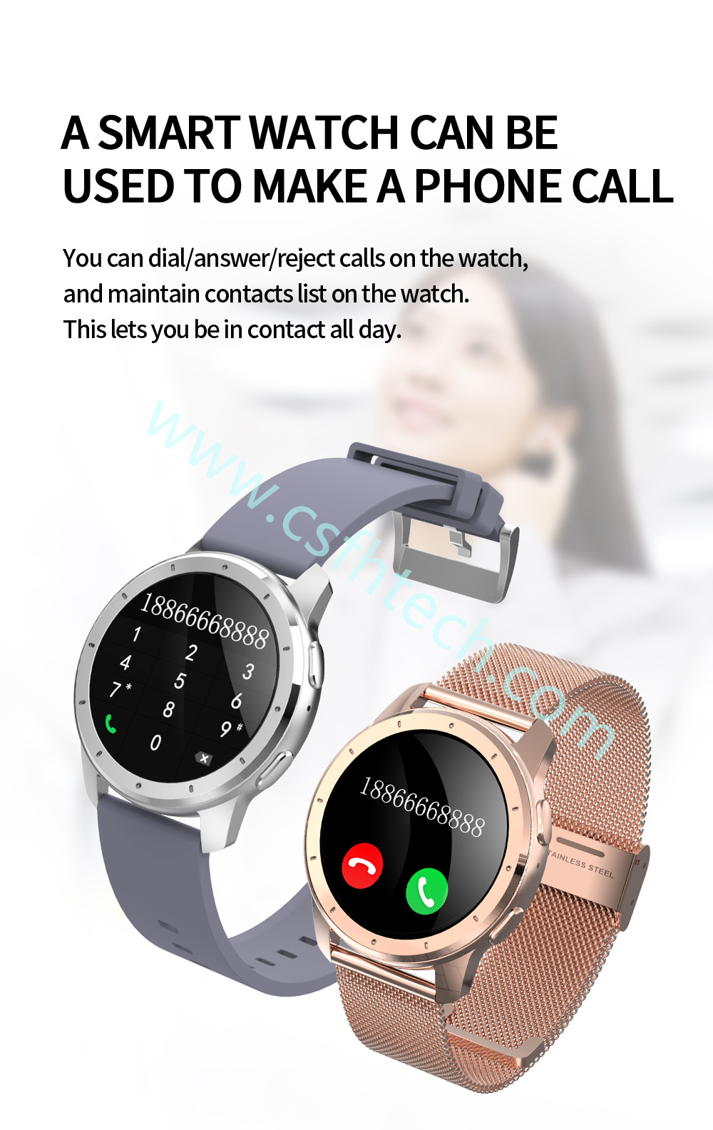 Csfhtech 1 MX11 2020 Men's Smart Watch Women MP3 Smart Watches with earphone Bluetooth Call Music For xiaomi Huawei PK Watch GT 2 (7).jpg