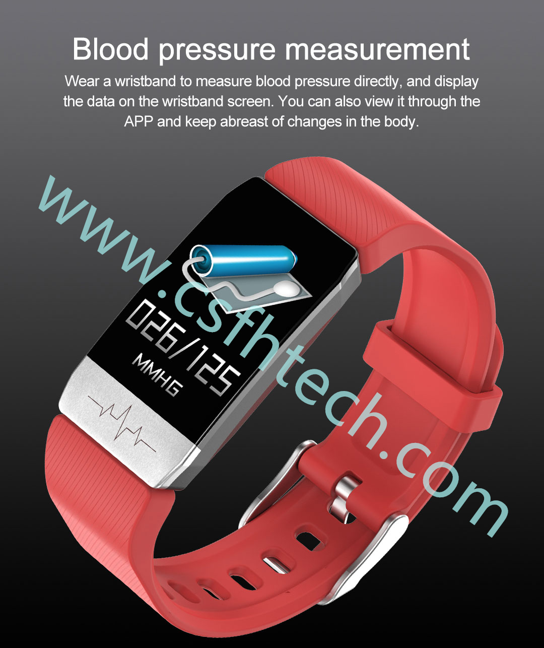 Csfhtech  T1 Smart Watch Band Temperature Measure ECG Heart Rate Blood Pressure Monitor Weather Forecast Drinking Remind men women (6).jpg