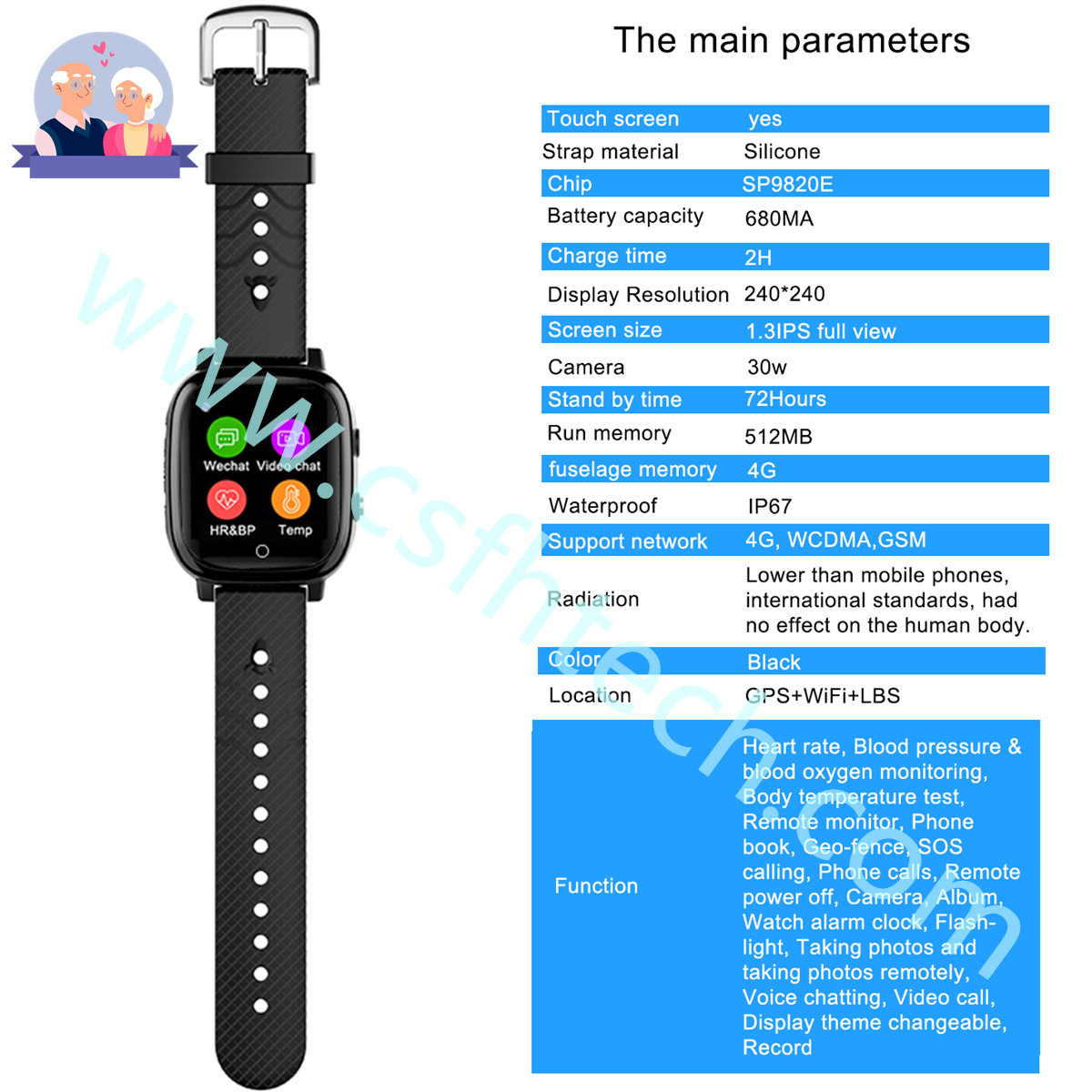 Csfhtech   4G Elderly Smart Watch Heart Rate GPS WIFI Positioning Track Watch Voice Chat SOS Video Call Alarm Clock For Adult Man (13).jpg